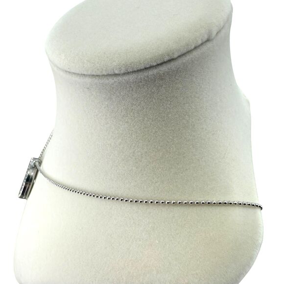 Origami Owl Hinged Locket Necklace 30" Crystal Face Inscription & 2 Charms READ - Picture 9 of 15